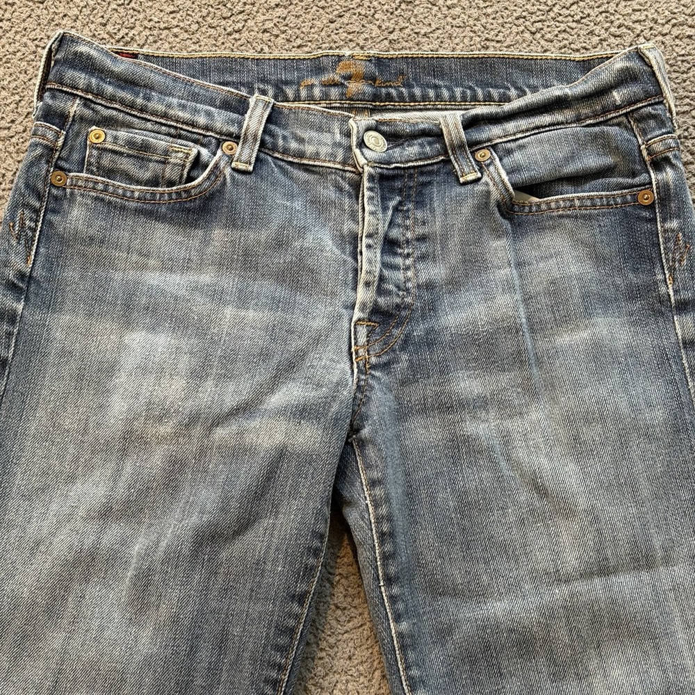 7 for All Mankind Boy Cut Bootcut Jeans Low Rise Buttonfly Y2K Women's 29 USA - Picture 3 of 16